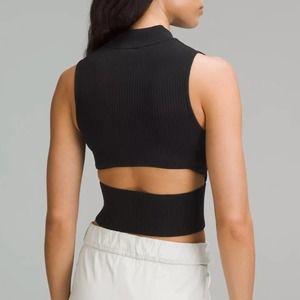 NWT lululemon Open Back Half-Zip Sweater Tank Top Black